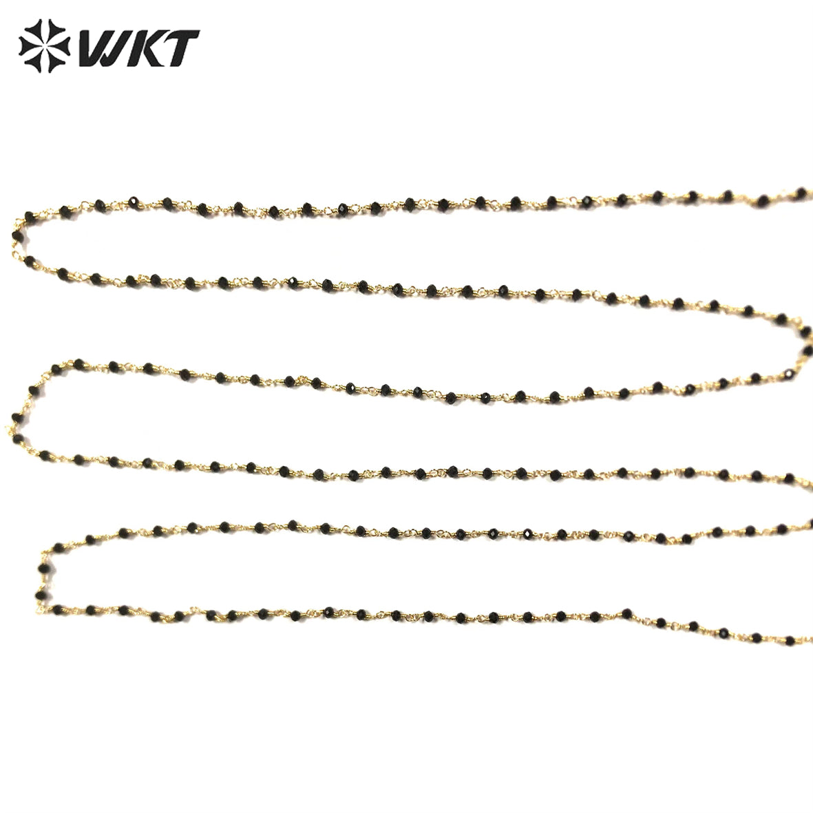 WT-RBC206 New and Beautiful Jewelry and Natural Black Crystal and Brass Making for Women Wire Wrapped Rosary Beads Necklace