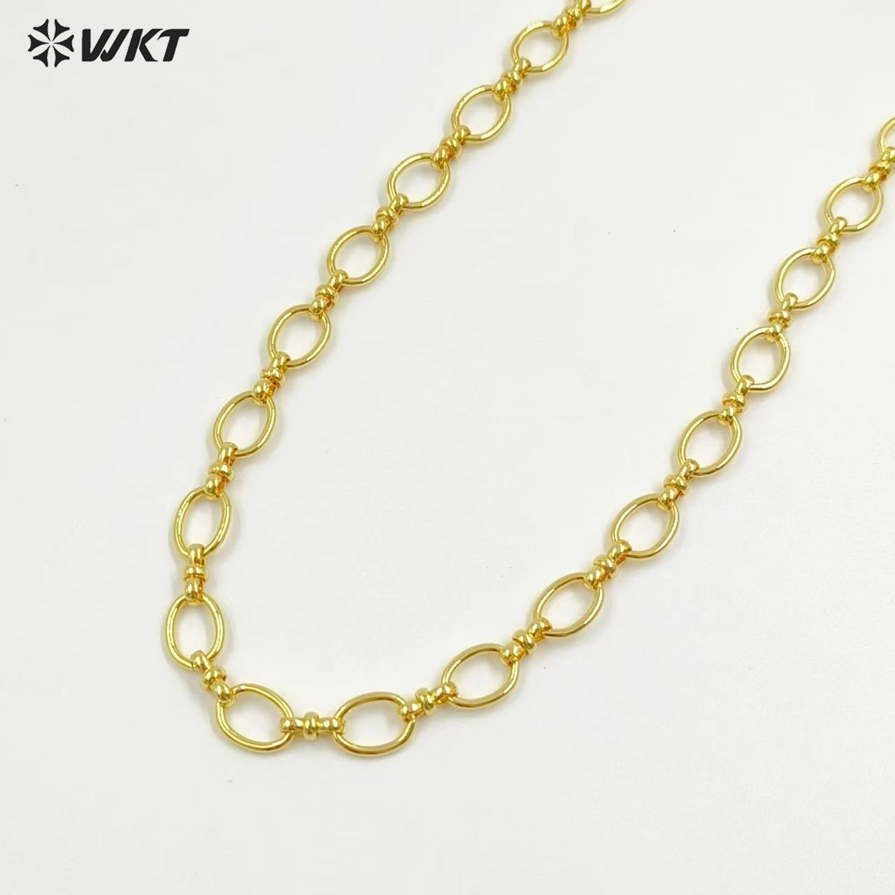 WT-BC244 Wholesale Resist Tarnishable Yellow Brass 18K Real Gold Plated Chain Making Jewelry Finding Big Oval Shape Design