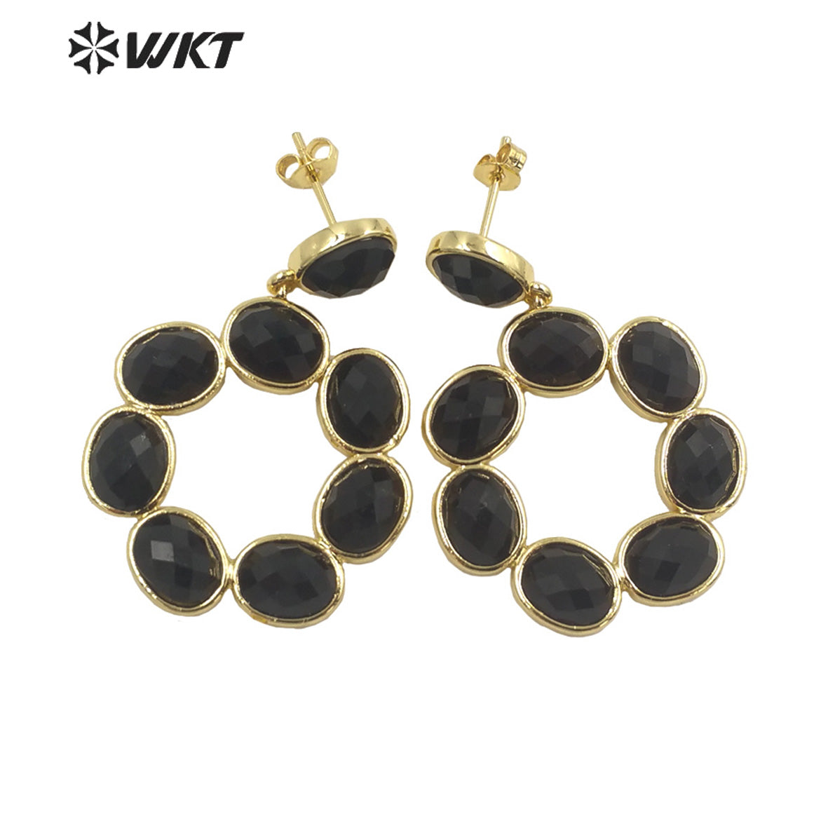 WT-E713 Newest Fashion Gold Natural Eight Stone Made Earrings Gorgeous Birthday Stone Earrings for Friend Gift