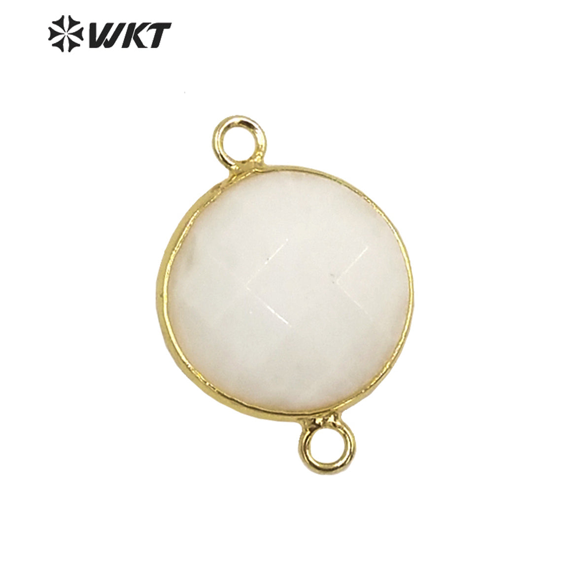 WT-C314 WKT Newest 16mm Round Double Faceted Gemstone Connectors for Jewelry Findings Amethyst Amazonite Stone for Bracelet