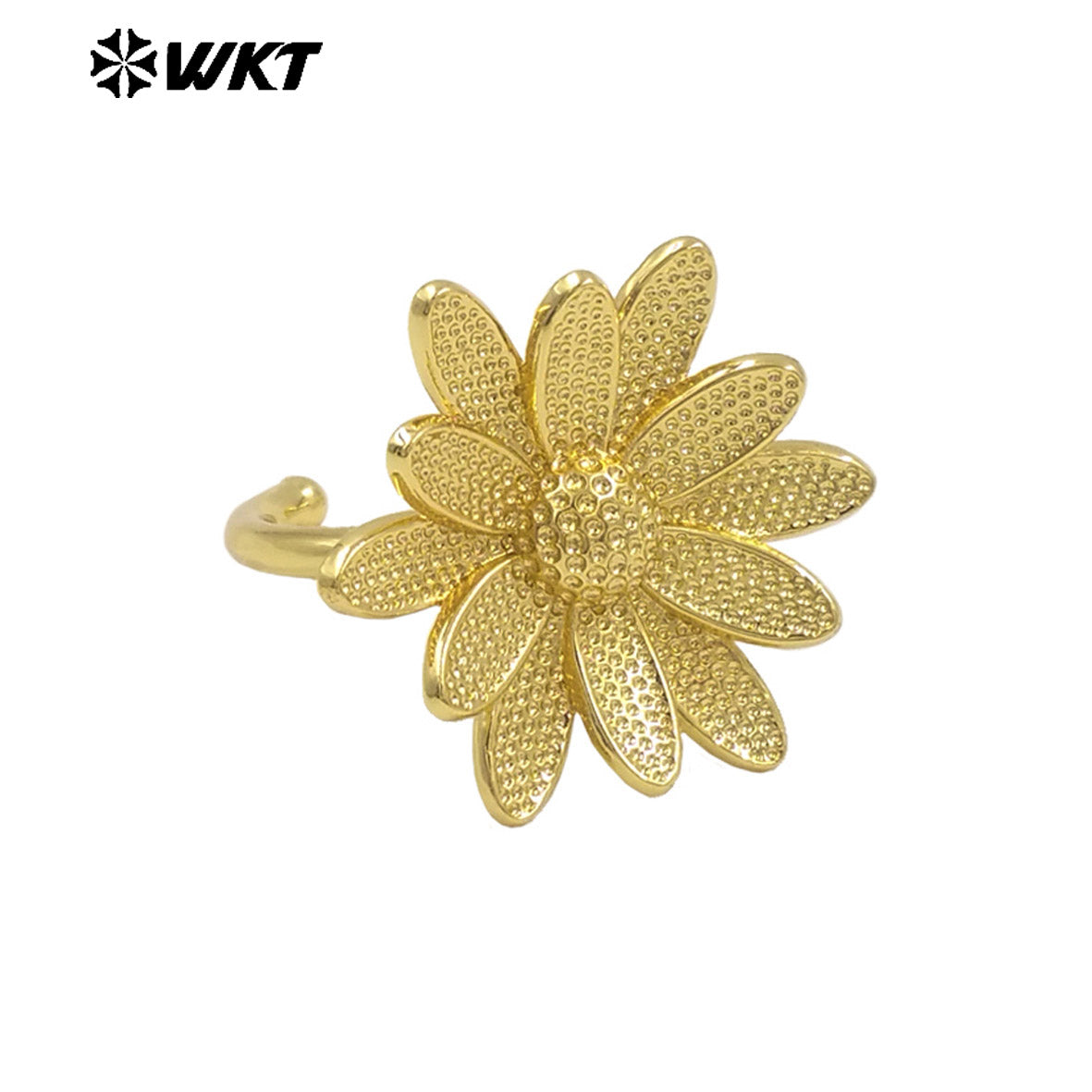 WT-R550 New Product Explosion Holy and Elegant 18K Gold Plated Bodhi Lotus Shape Natural Brass Ring for Women Daily Decoration