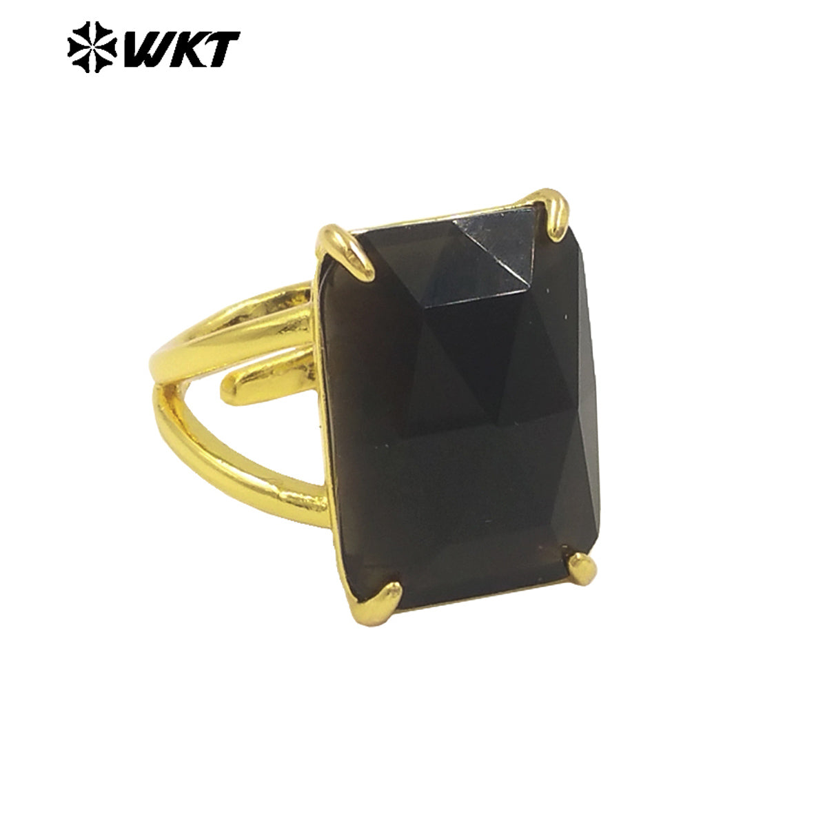 WT-R529 WKT New Design Gorgeous Natural Faceted Gemstone Claw Setting Square Amethyst Stone Anniversary Women Ring