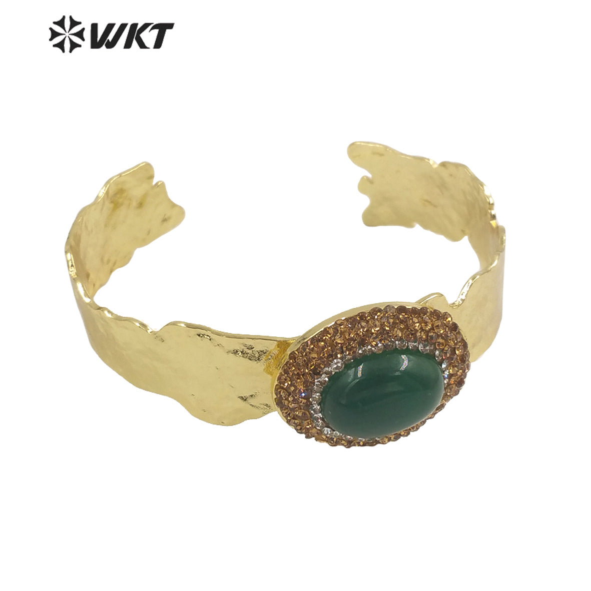 WT-B628 Europe Colorful Precious Gemstone Opening Bangle with Rhinestone Setting Women Oval Amethyst Stone Bangle