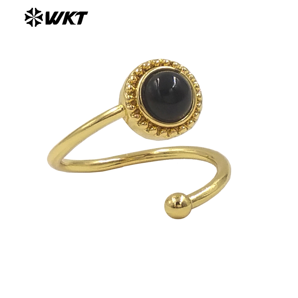 WT-R539 Newest Fashion Gold Plated Natural Gemstone Round Women Anniversary Birthday Gift Ring