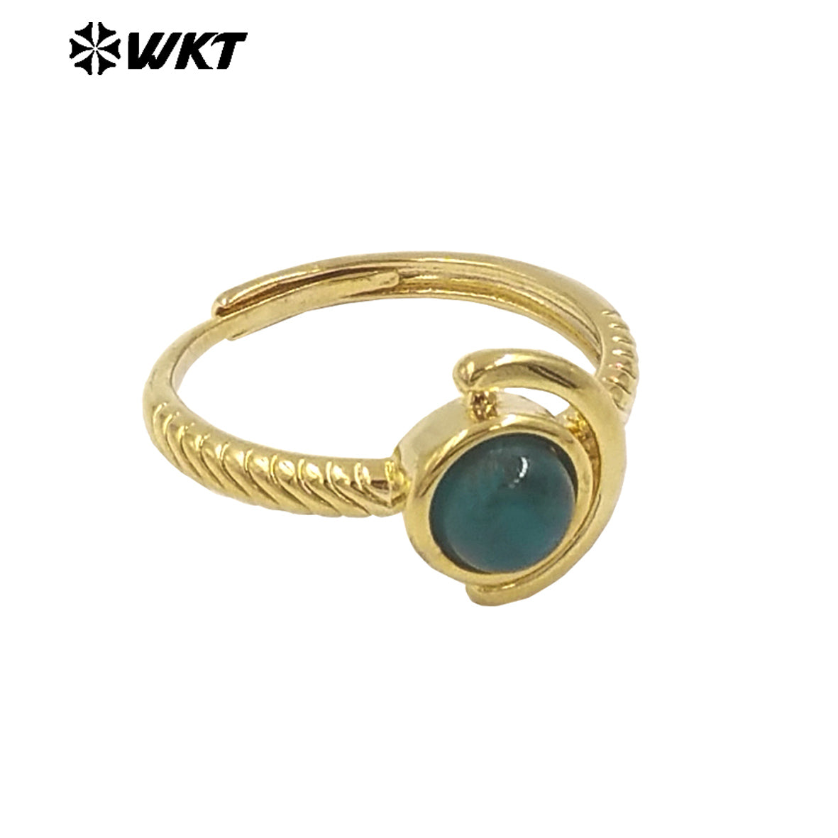 WT-R540 Newest Delicate Tiny Round Natural Stone Women Birthday Ring in Open Size With 18k Gold Plated