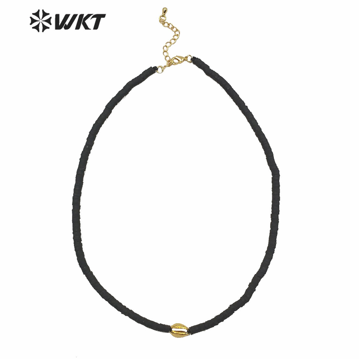 WT-JN125 HOT New Arrive 4mm Spacer Beads Choker Necklace Lady pink Color Cowrie Shell Choker Necklace with Charms