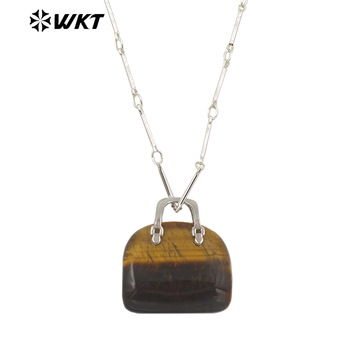 WT-N1362 Cute Handbag Shape Crystal Clear Natural Colored Gemstone Necklace Ladies Jewelry Necklace Gemstone Necklace