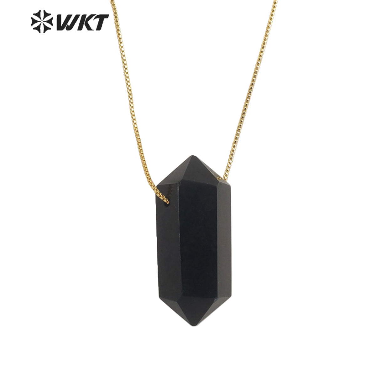 WT-N1373 Crystal clear Hexagonal Column Necklace Concise Style Pendant Colorful Stone Simple Jewelry Natural Stone Necklace
