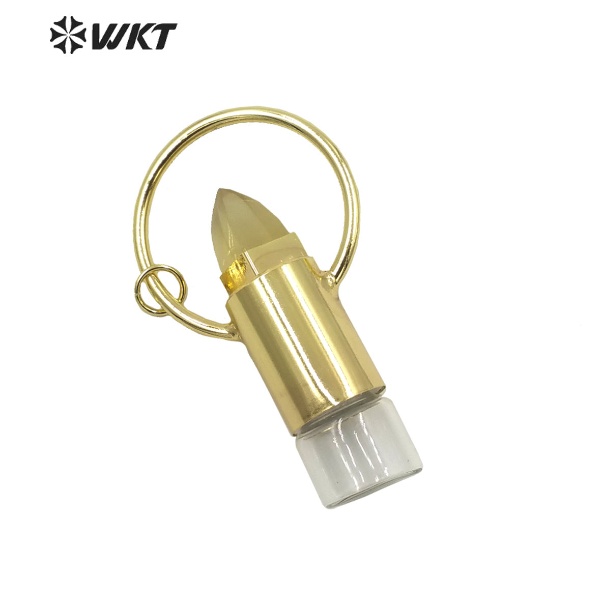 WT-P1664 Wholesale Gorgeous WKT Gold Fashion Natural Stone Lips Shape Roll Perfume Bottle Pendant for Women Gift