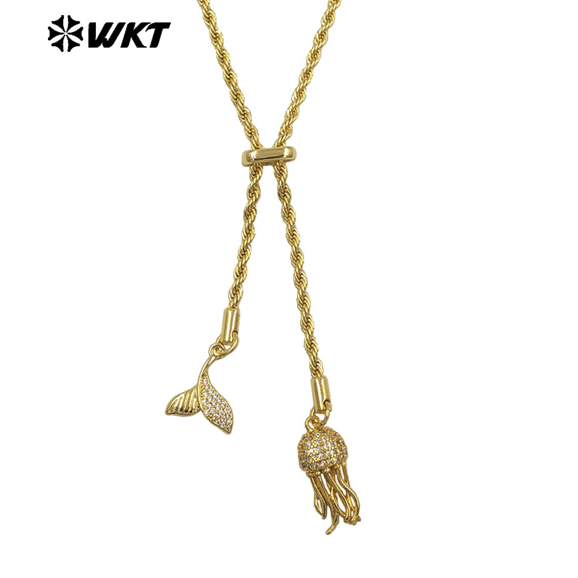 WT-JFN51 New Arrival Brass Gold Plated Chain With Double Animal Zircon Charms Metal Women Necklace For Fashion Matching Jewelry