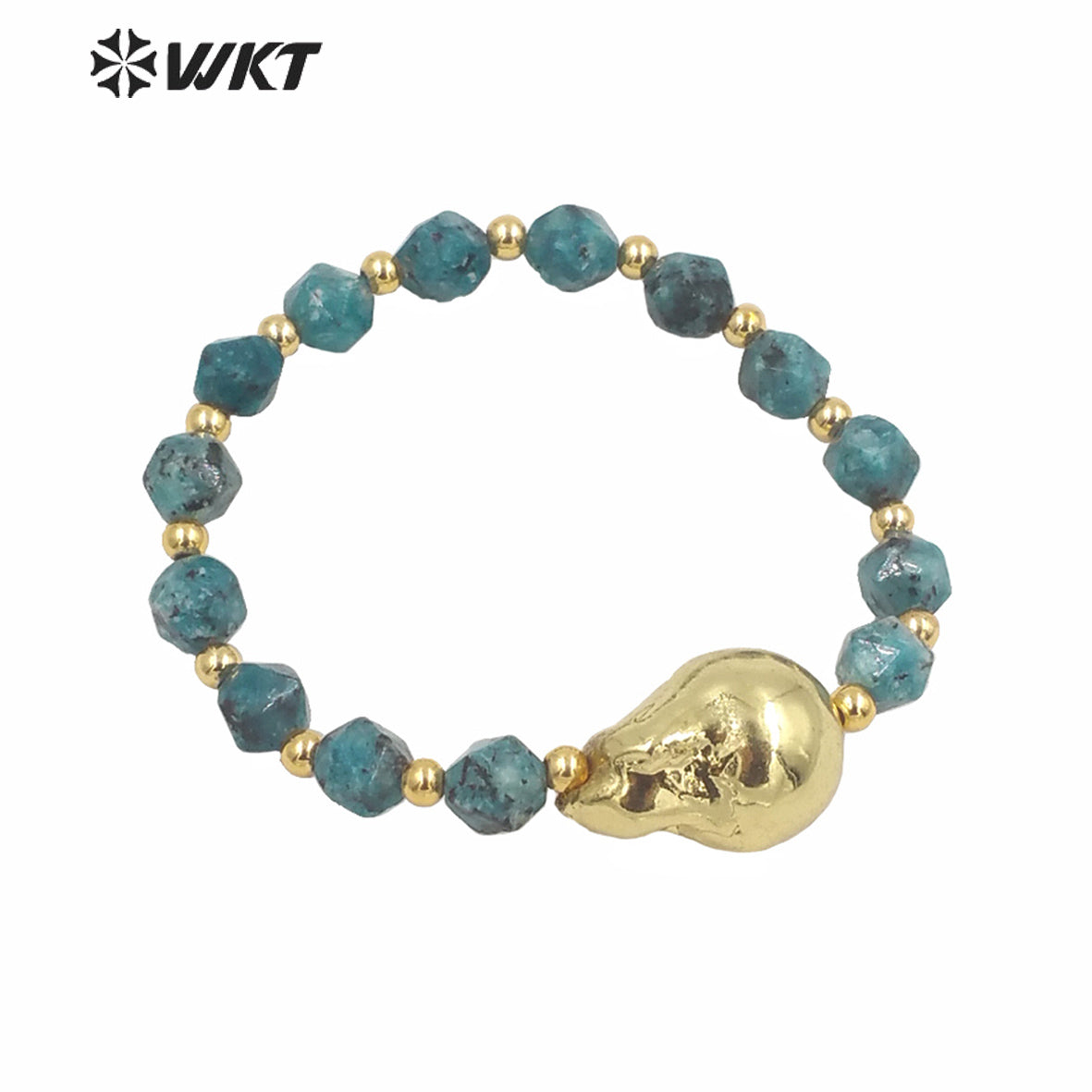 WT-MPB024 Wholesale Gold Electroplated Stone Beads Bracelet Full Gold Dipped Baroque Pearl Stone Bracelet for Women