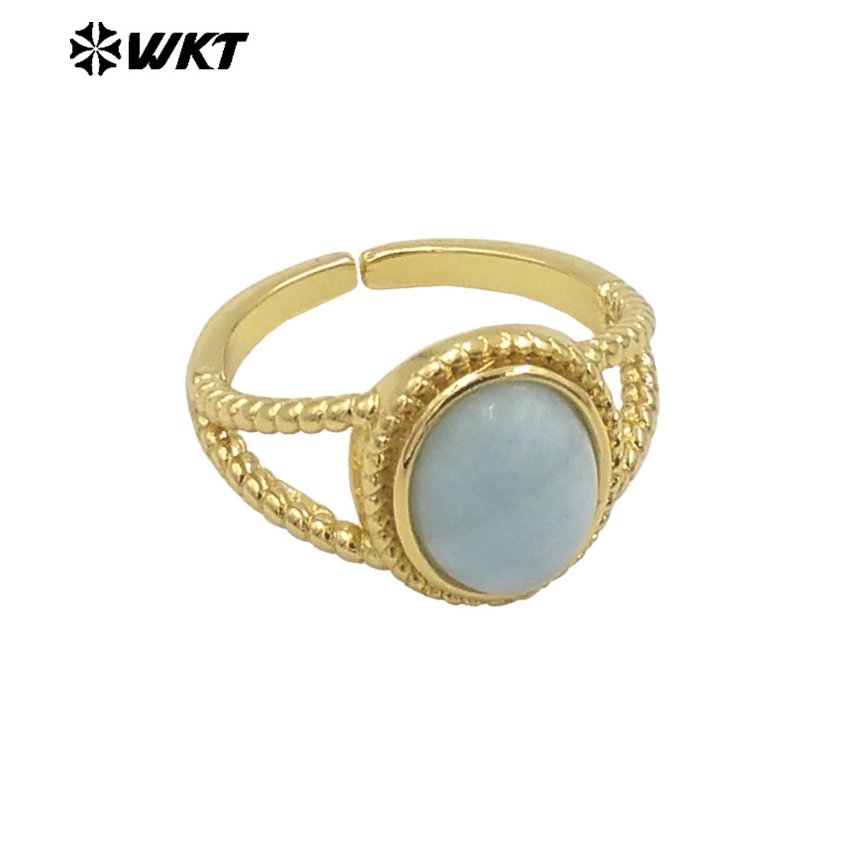 WT-R507 Wholesale Fashion Gold Plated Oval Shape Delicate Stone Setting in 18K Gold Plated Malachite Lucky Ring