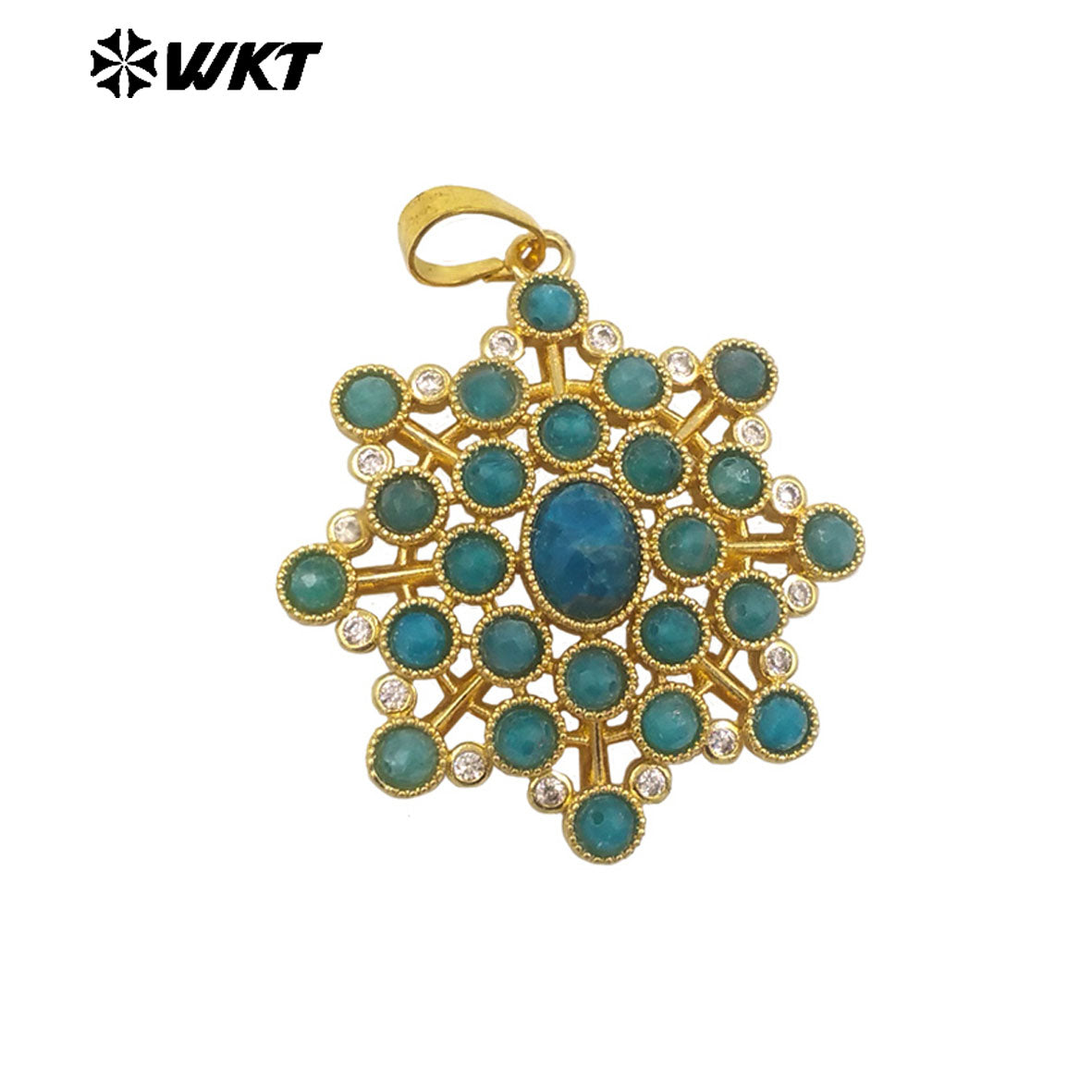 WT-P1977 WKT New Hand Make Multi Stone Setting Women Energy Amethyst Gemstone Flower Shape Jewelry Pendants