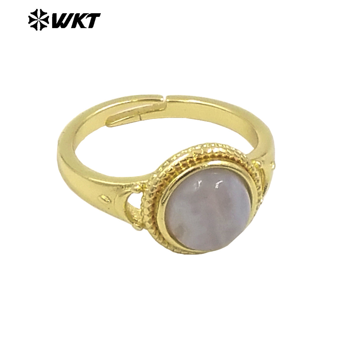 WT-R510 Wholesale Fashion Round Gemstone Made Charming 18k Gold Plated Adjustable Size Lady Stone Ring
