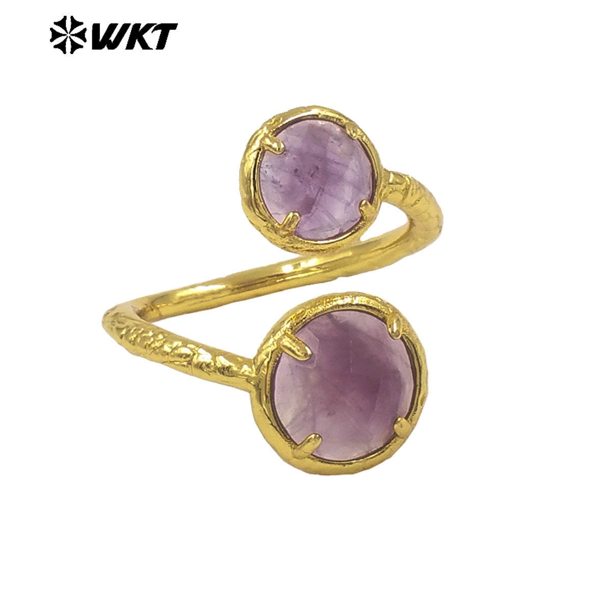WT-R530 Wholesale Fashion New European Trendy Double Stone Adjustable Birthday Gift Lady Gemstone Ring