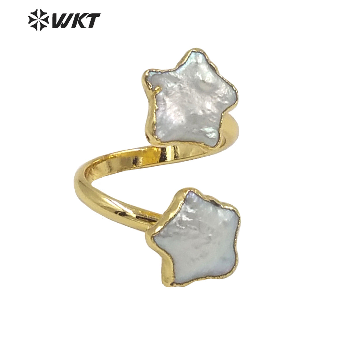 WT-MPR024 WKT2022 Special Natural Stone Star and Moon Shape Ring Natural Pearl Opening Adjustable Pearl Ring for Party Jewelry