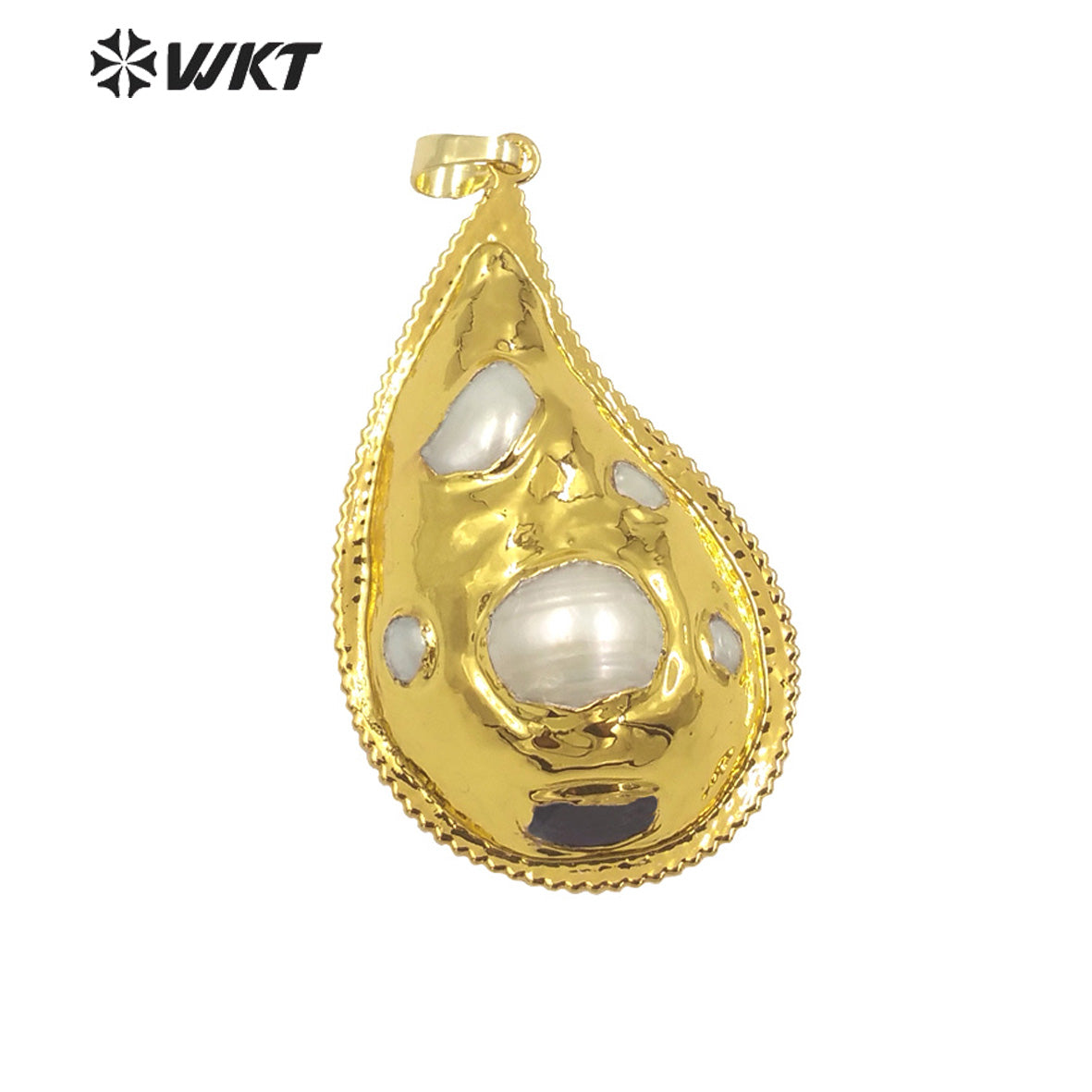 WT-JP360 Wholesale Fashion 18K Real Gold Plated Handmade Freshwater Pearl Setting Trumpet Shape Lovely Jewelry Pendants