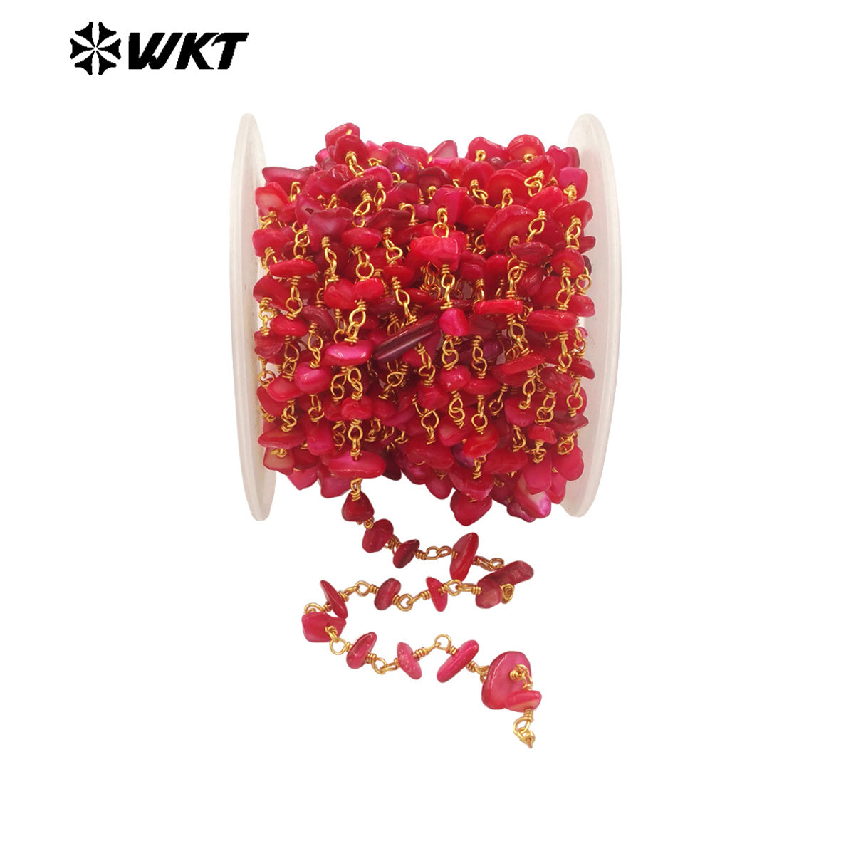 WT-RBC238 Spring New Color Fashion Colorful Shell Made by Wire Wrapped Beads Chain for Jewelry Diy Findings
