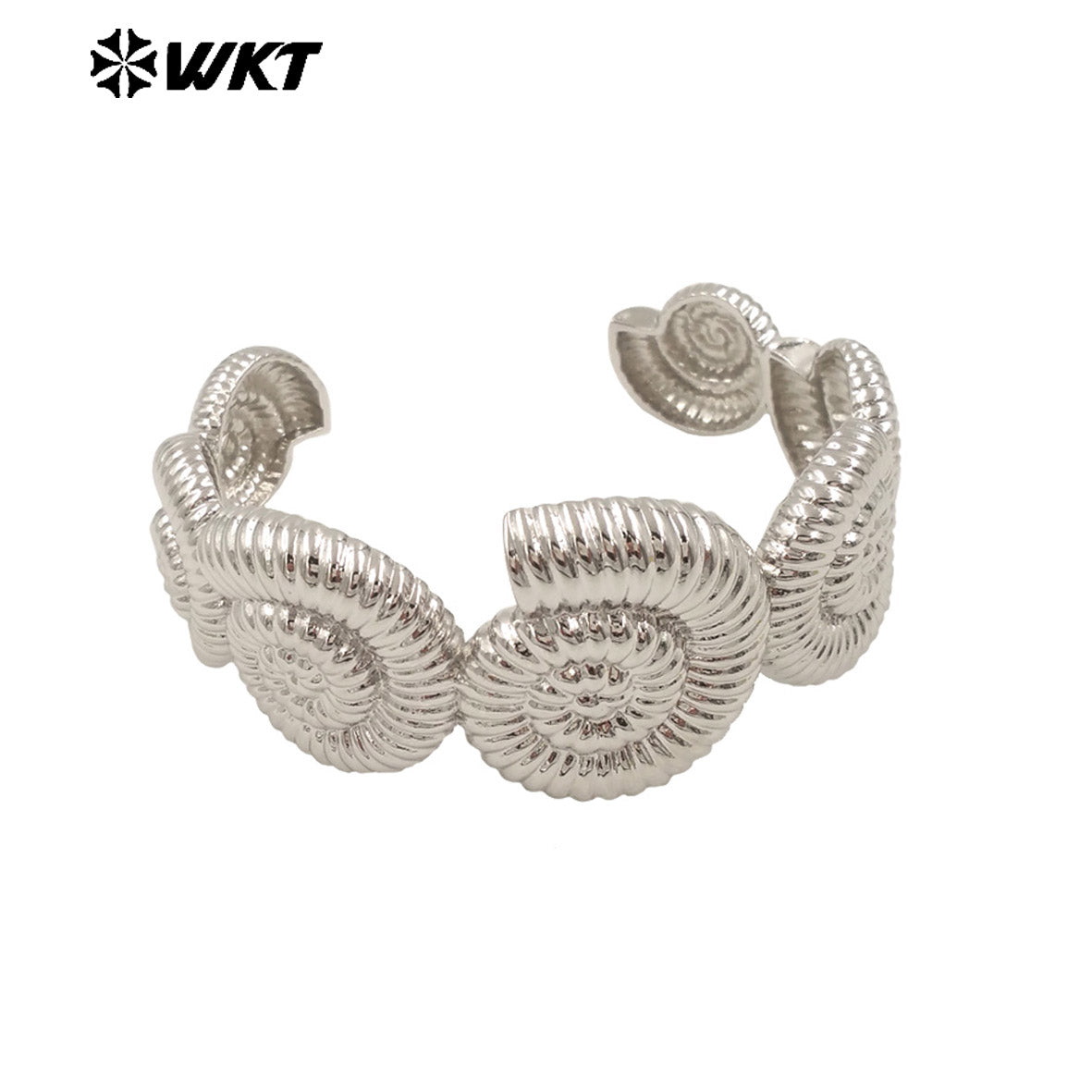 WT-B670 New Shell Shape Gold and Silver 18K Real Gold Plated Natural Yellow Brass Bracelet Daily Decoration for Couple