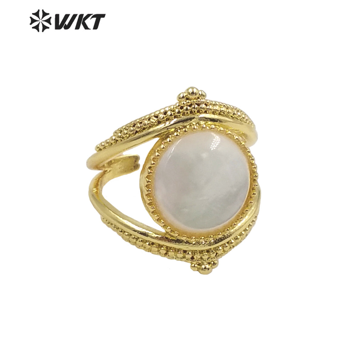 WT-R475 New Design Natural Gemstone Ring With Women Fashion Gold Plated Peacock Stone Ring Boho Charming Ring