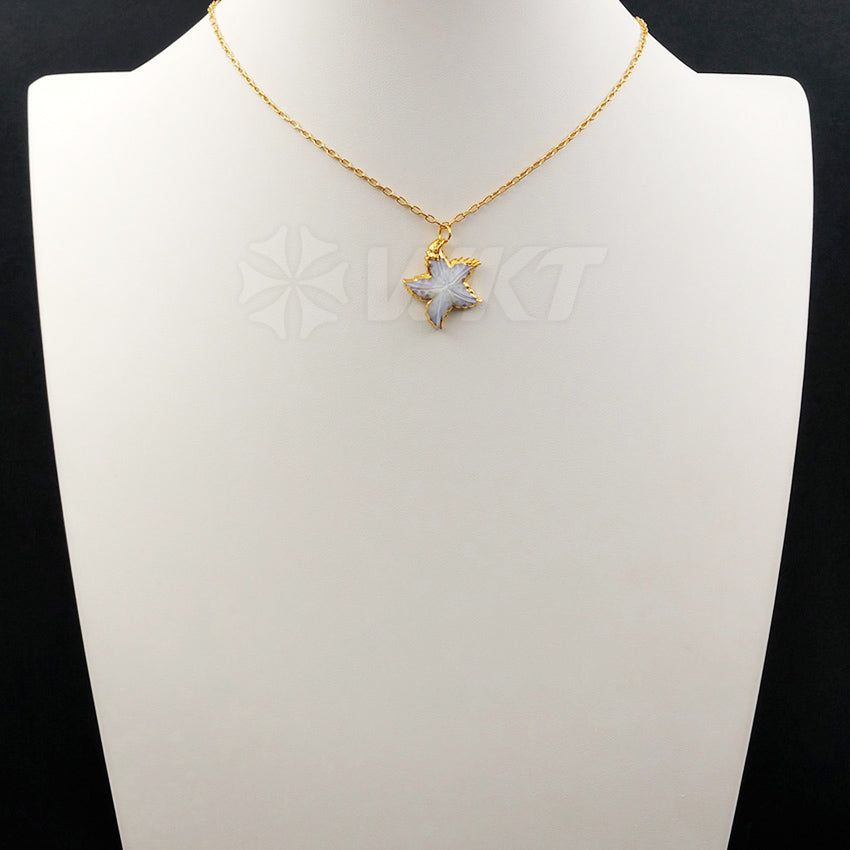 WT-N993Wholesale Hot Sale Natural Sea Shell Necklace 18 Inch 24K Real Gold Plated Generous Special Girl Gift High Quality