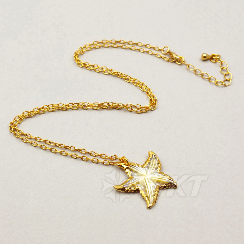 WT-N993Wholesale Hot Sale Natural Sea Shell Necklace 18 Inch 24K Real Gold Plated Generous Special Girl Gift High Quality