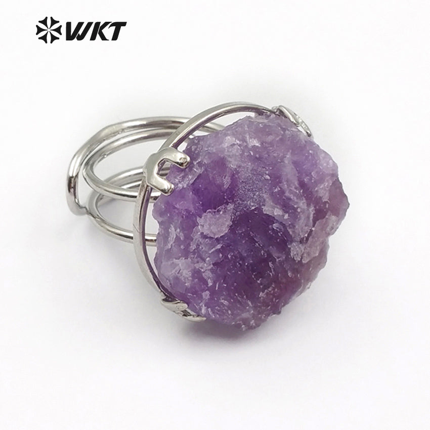 WT-R313 Women Wedding Bridesmaid Rings Round Shape Healing Quartz Multi Colors Option Bohemia Style Beautiful Angel Quartz Rings