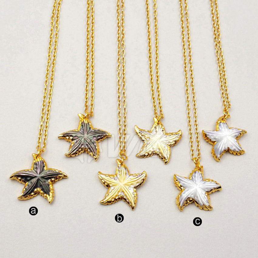 WT-N993Wholesale Hot Sale Natural Sea Shell Necklace 18 Inch 24K Real Gold Plated Generous Special Girl Gift High Quality
