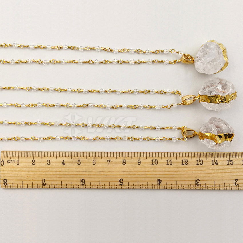 WT-N1029 WKT Wholesale Fashion Jewelry Natural Crystal Necklace Simply Crystal Pendant Necklace