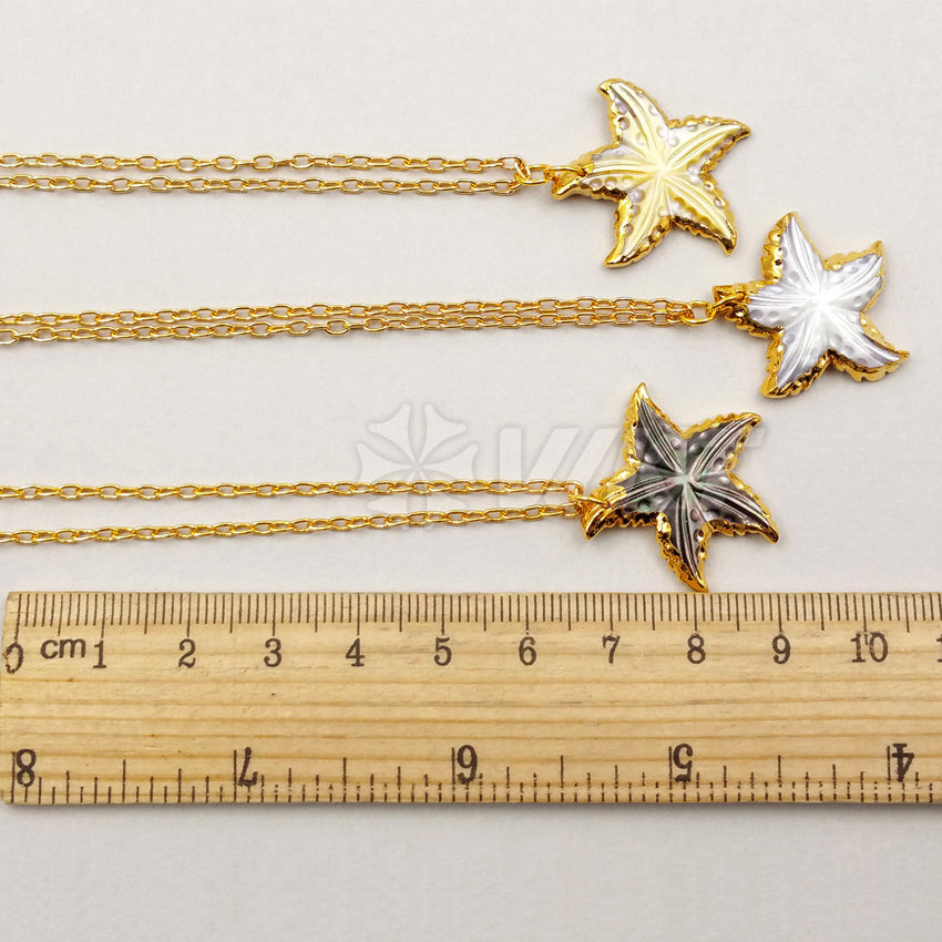 WT-N993Wholesale Hot Sale Natural Sea Shell Necklace 18 Inch 24K Real Gold Plated Generous Special Girl Gift High Quality