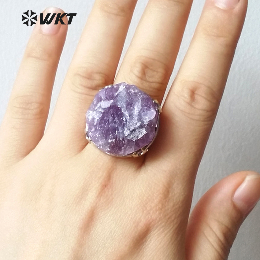 WT-R313 Women Wedding Bridesmaid Rings Round Shape Healing Quartz Multi Colors Option Bohemia Style Beautiful Angel Quartz Rings