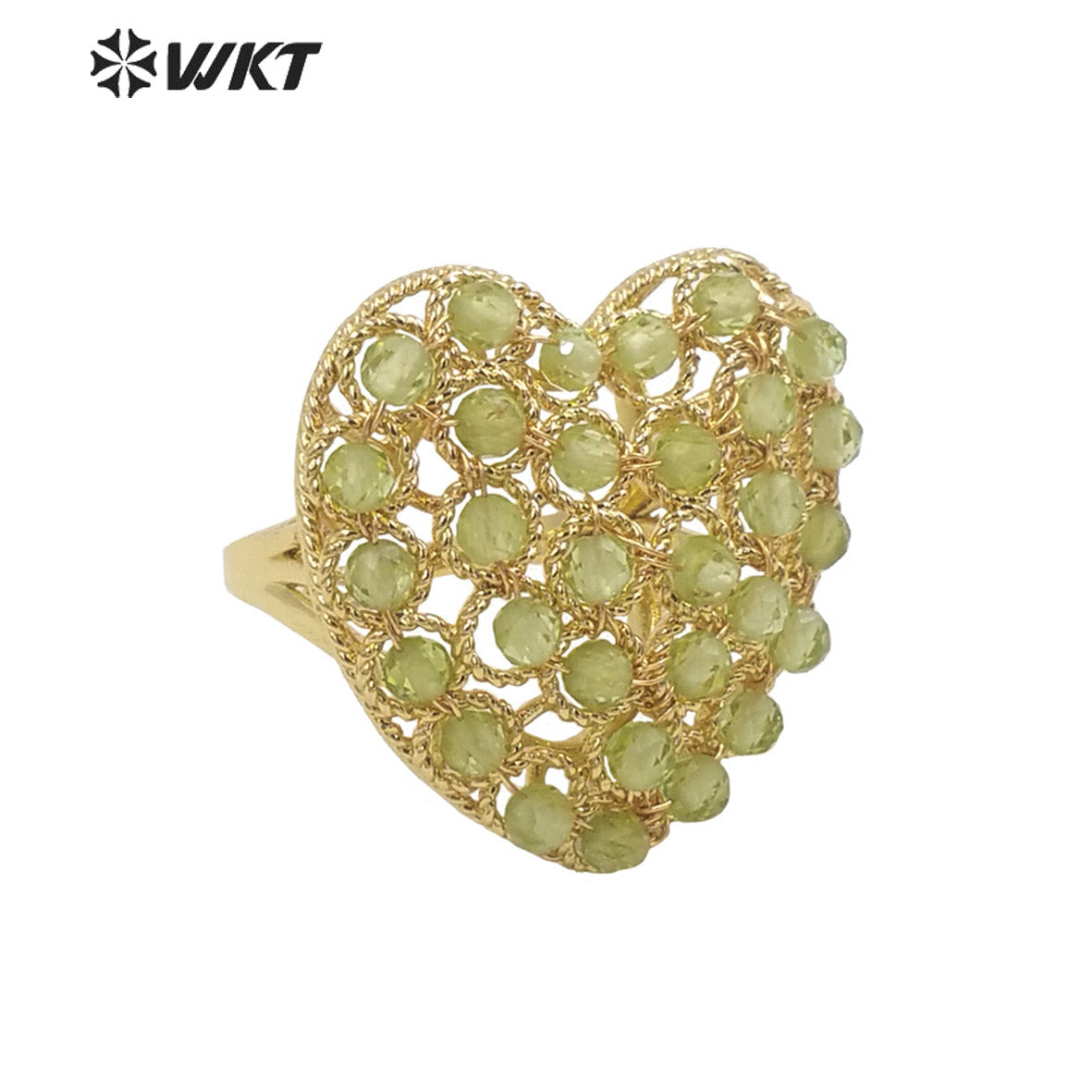 WT-R451 INS Summer Design Handmade Wire Wrapped Beads Ring 18k Gold Plated Tiny Stone Beads Jewelry Ring for Women