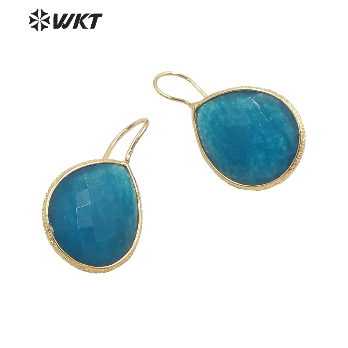 WT-E711 Amazing Newest Design Precious Natural Gemstone Waterdrop Earrings Fashion Gold Women Drop Hoop Earrings for Birthday