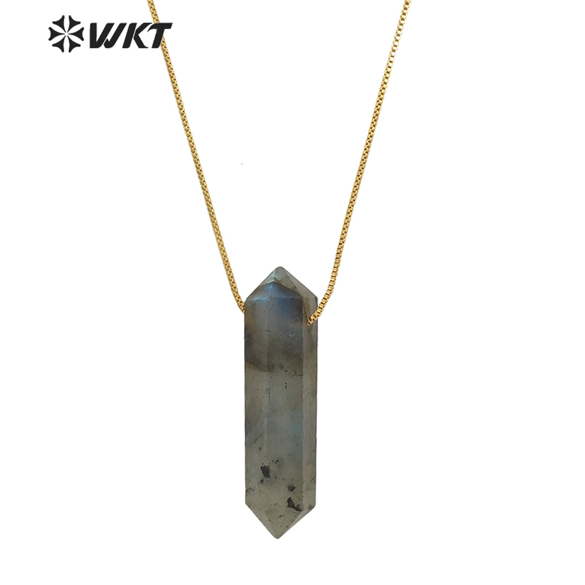 WT-N1306 New Fashion Gold Adjustable Chain Thread Simple Elegant Rose Quartz Point Necklace Natural Double Point Quartz Necklace