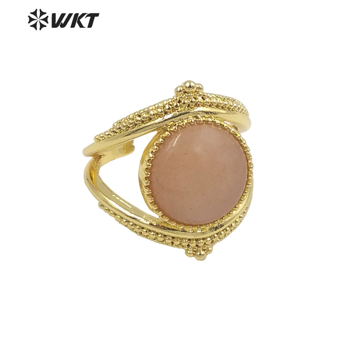 WT-R475 New Design Natural Gemstone Ring With Women Fashion Gold Plated Peacock Stone Ring Boho Charming Ring