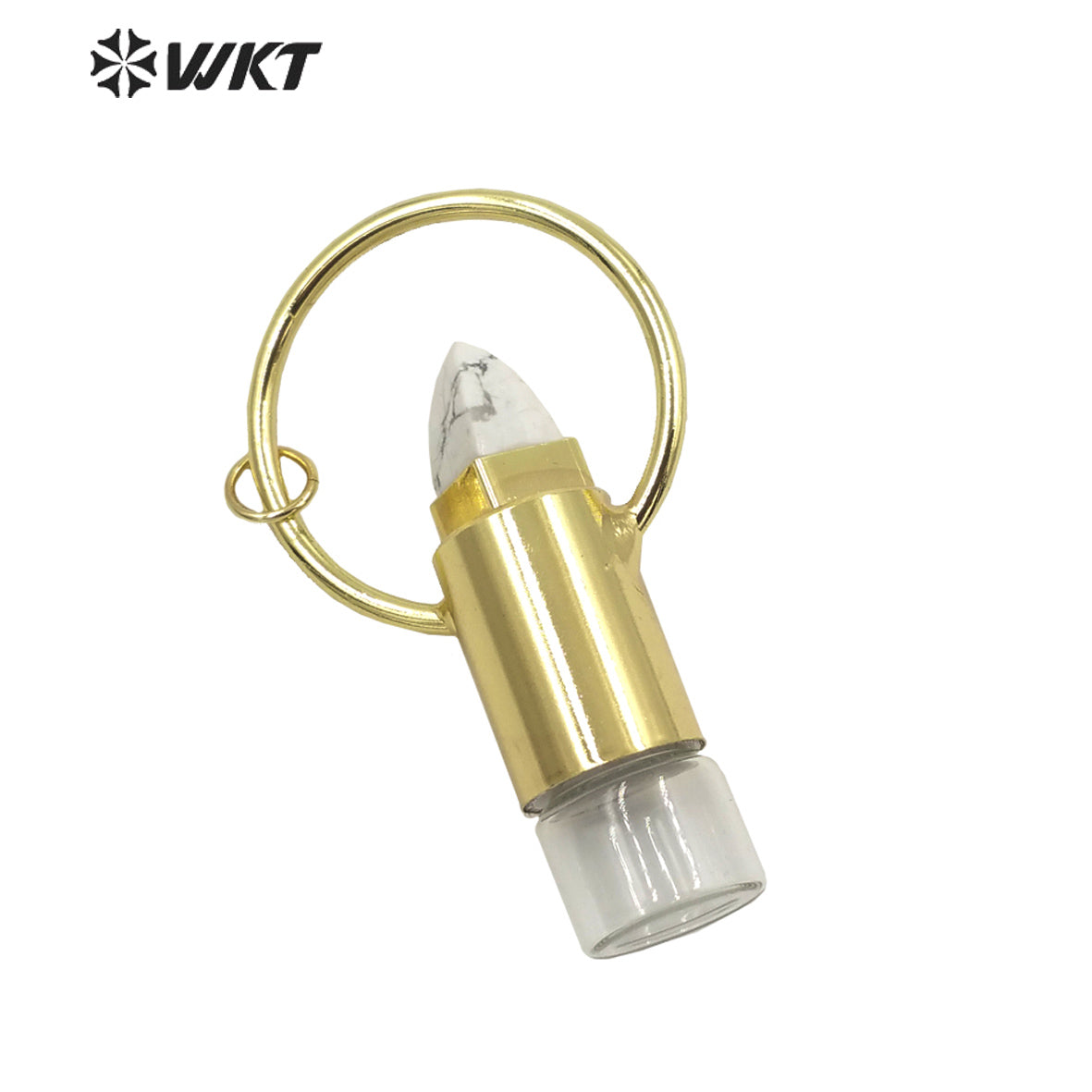 WT-P1664 Wholesale Gorgeous WKT Gold Fashion Natural Stone Lips Shape Roll Perfume Bottle Pendant for Women Gift
