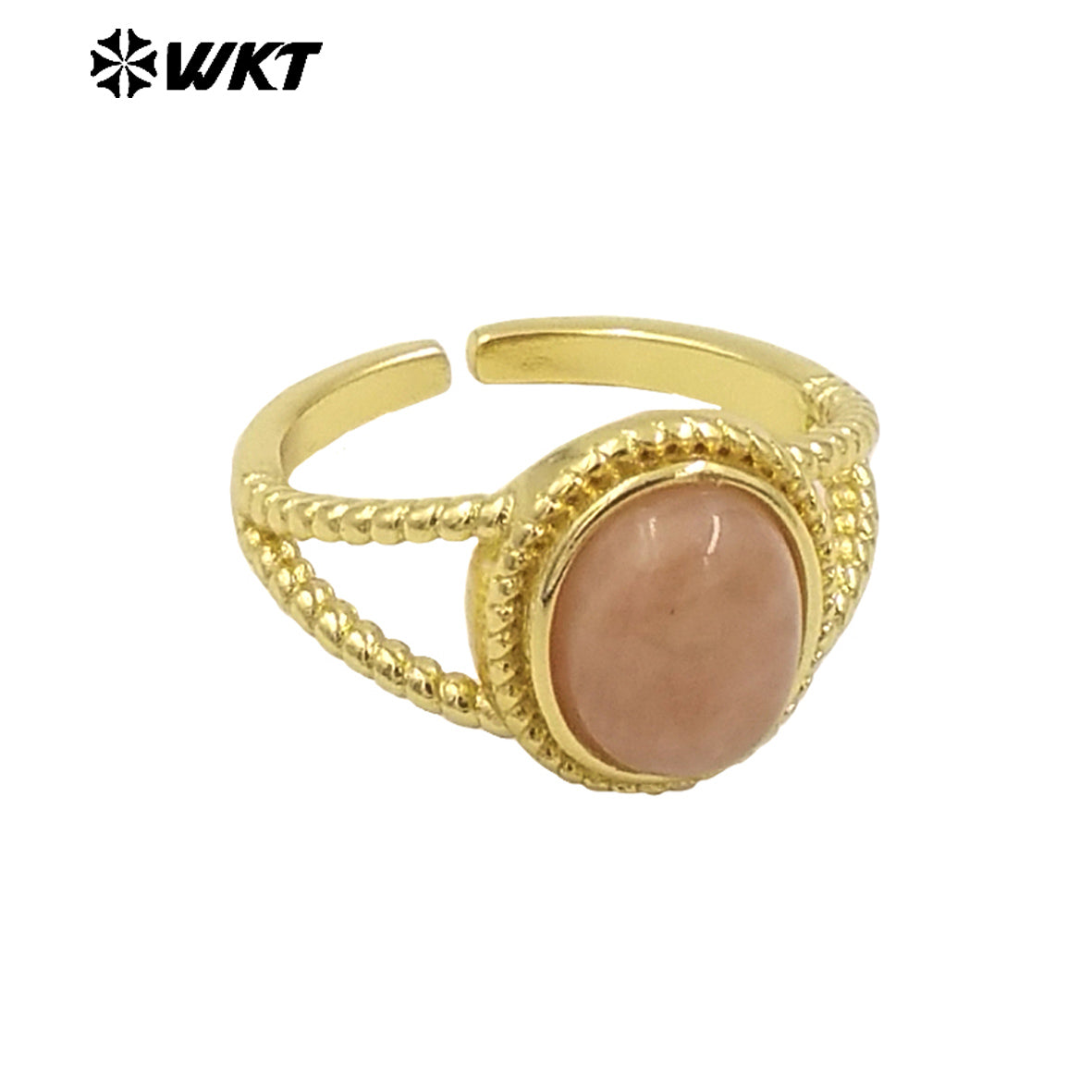 WT-R507 Wholesale Fashion Gold Plated Oval Shape Delicate Stone Setting in 18K Gold Plated Malachite Lucky Ring
