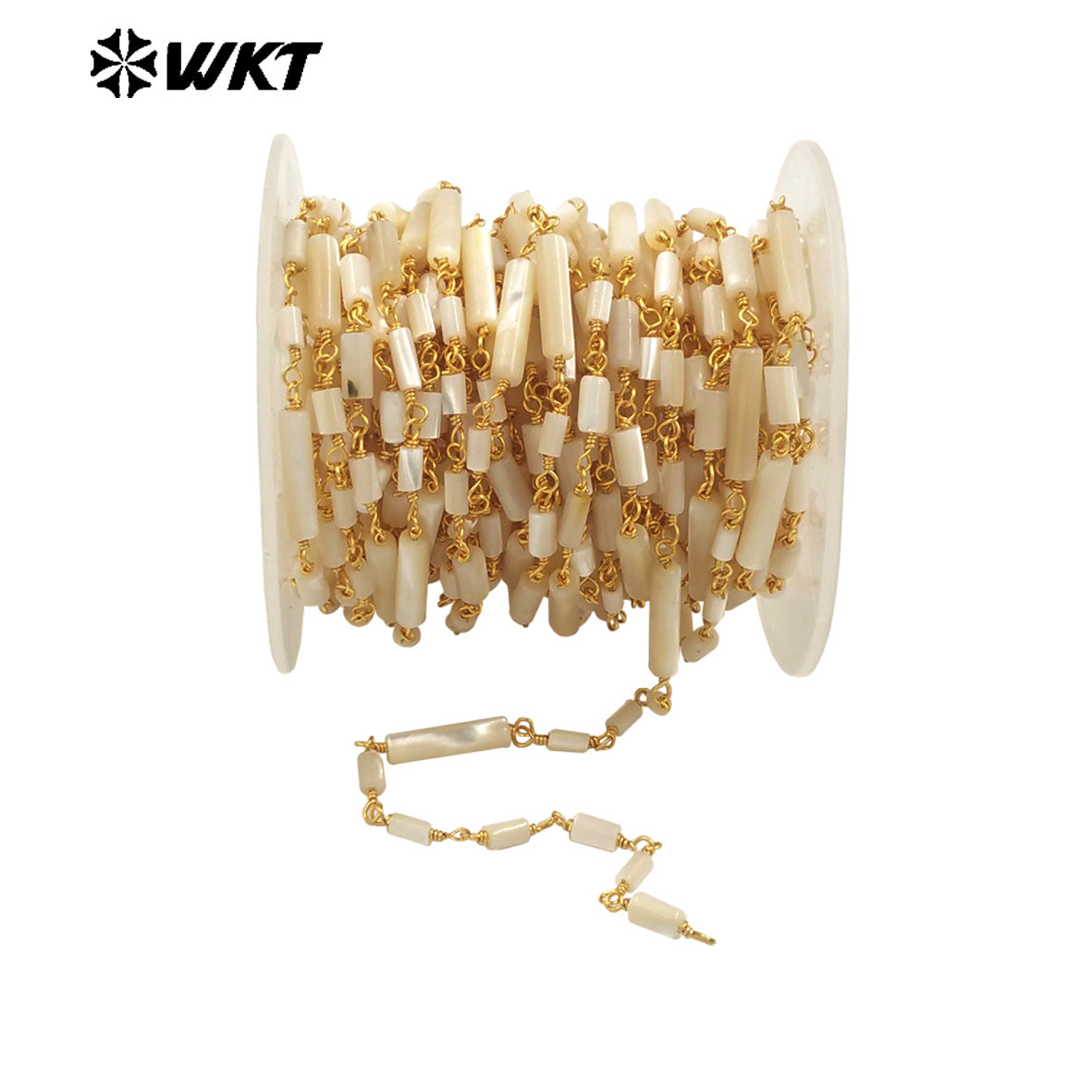 WT-RBC240 New Handmade Wire Wrapped Natural Trumpet Shell Beads Jewelry Chain for Necklace or DIY Making Findings
