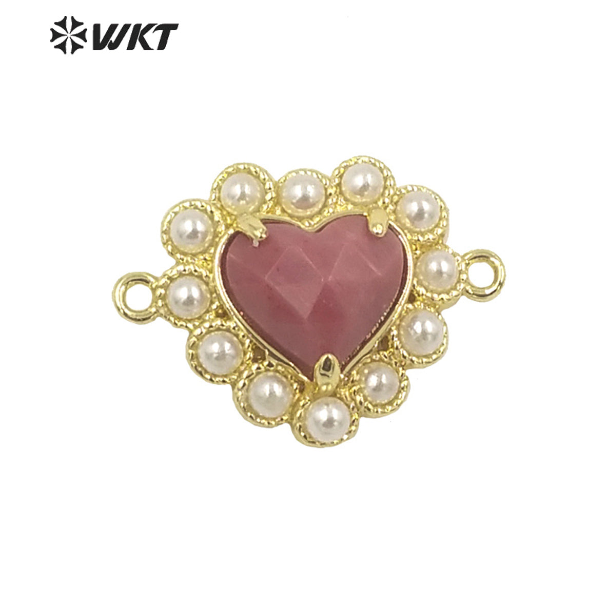 WT-PC006 Charming Small Size Natural Gemstone Made Heart Connectors for Bracelet Making for Women Birthday Gift Pendants