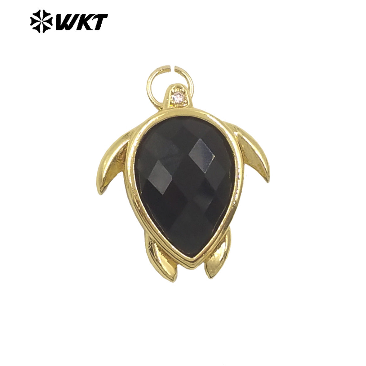 WT-P2015 Wholesale Exquisite Sea Turtles Shape Natural Gemstones Gold Plated Lovely Pendants For Ladies Jewelry Decoration