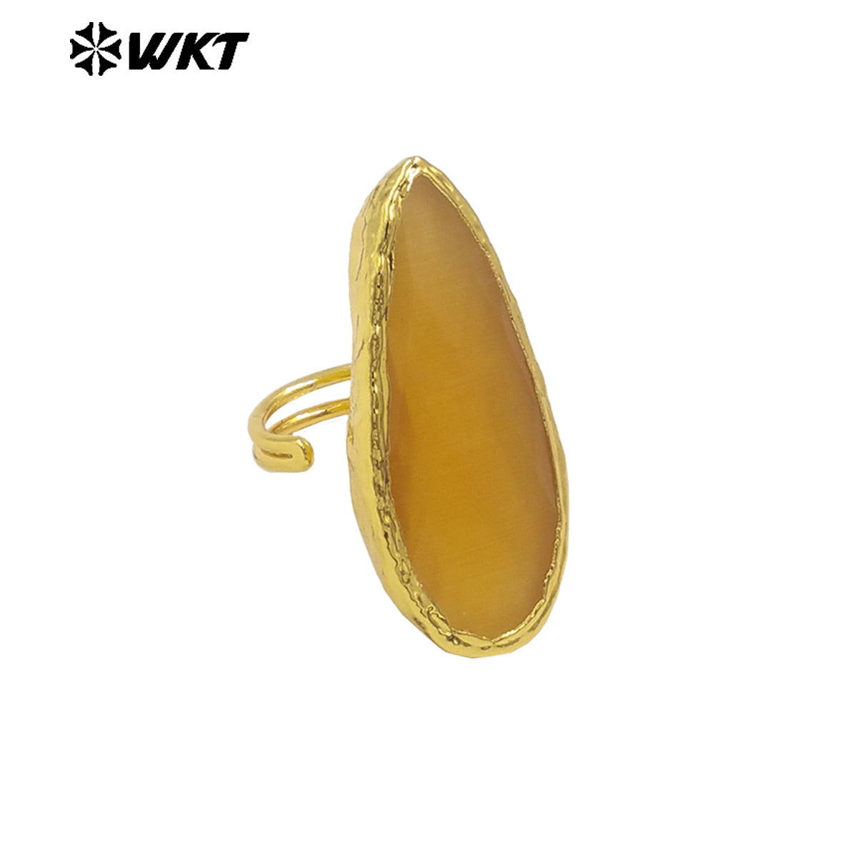 WT-R571 Beautiful Fashion Long Waterdrop Shape Gold Plated Colorful Cat Eye Stones Rings For Women Party Jewelry Accessory