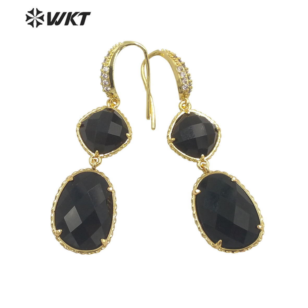WT-E687 Wholesale Fashion Natural Amazonist Stone Earrings Women Amethyst Double Stone Prong Setting Gorgeous Earrings
