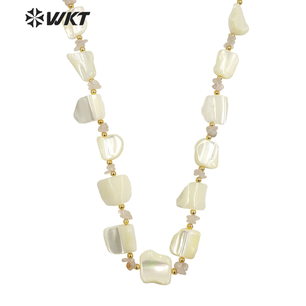 WT-JN228 Vintage Style Summer Boho White Shell Space Beads Necklace Women Handmade Strand Shell Necklace for Girl Friend