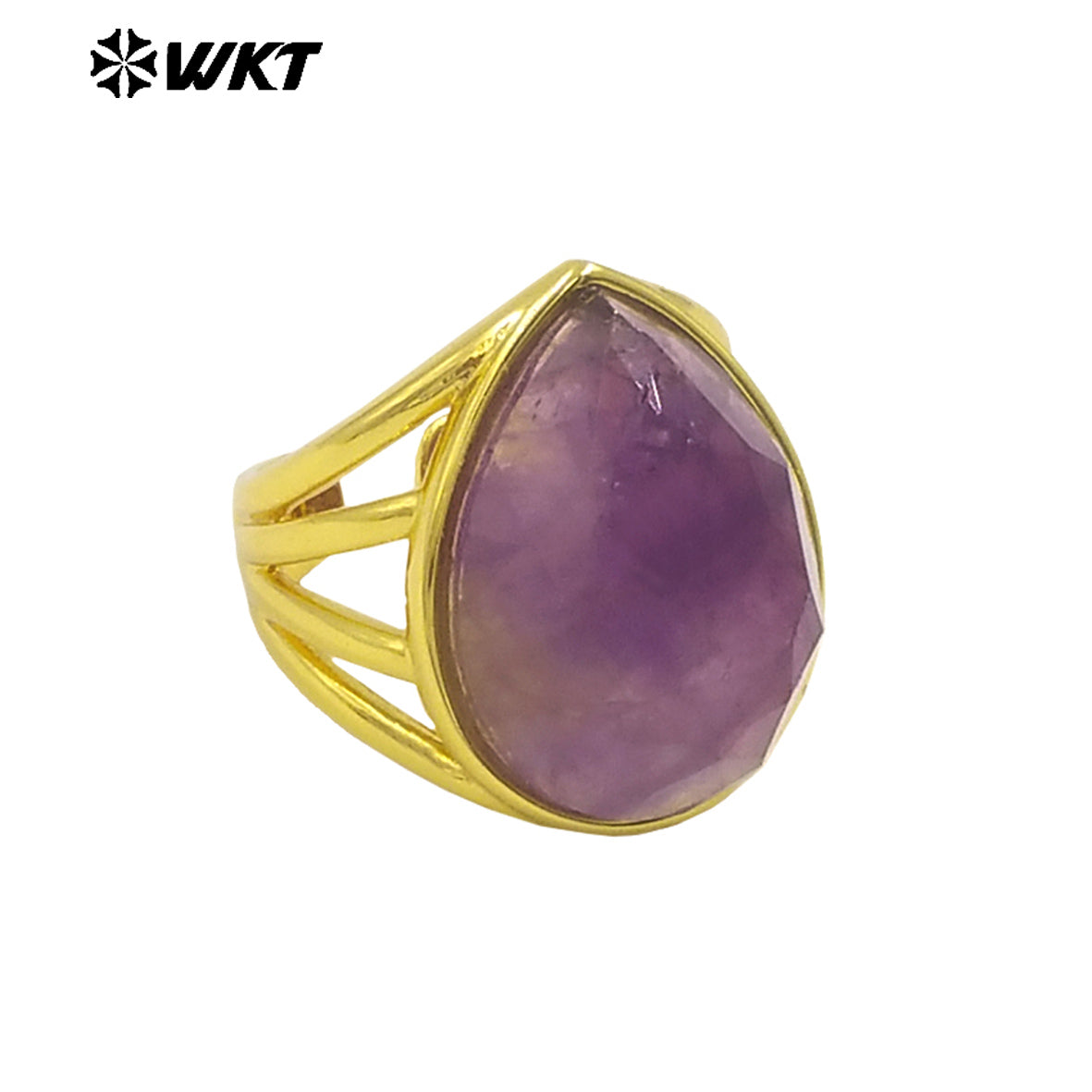 WT-R425 Wholesale Fashion Gold Bezel Natural Teardrop Stone Ring Amazing Gorgeous 18k Resist Tarnishable Lapis Drop Ring