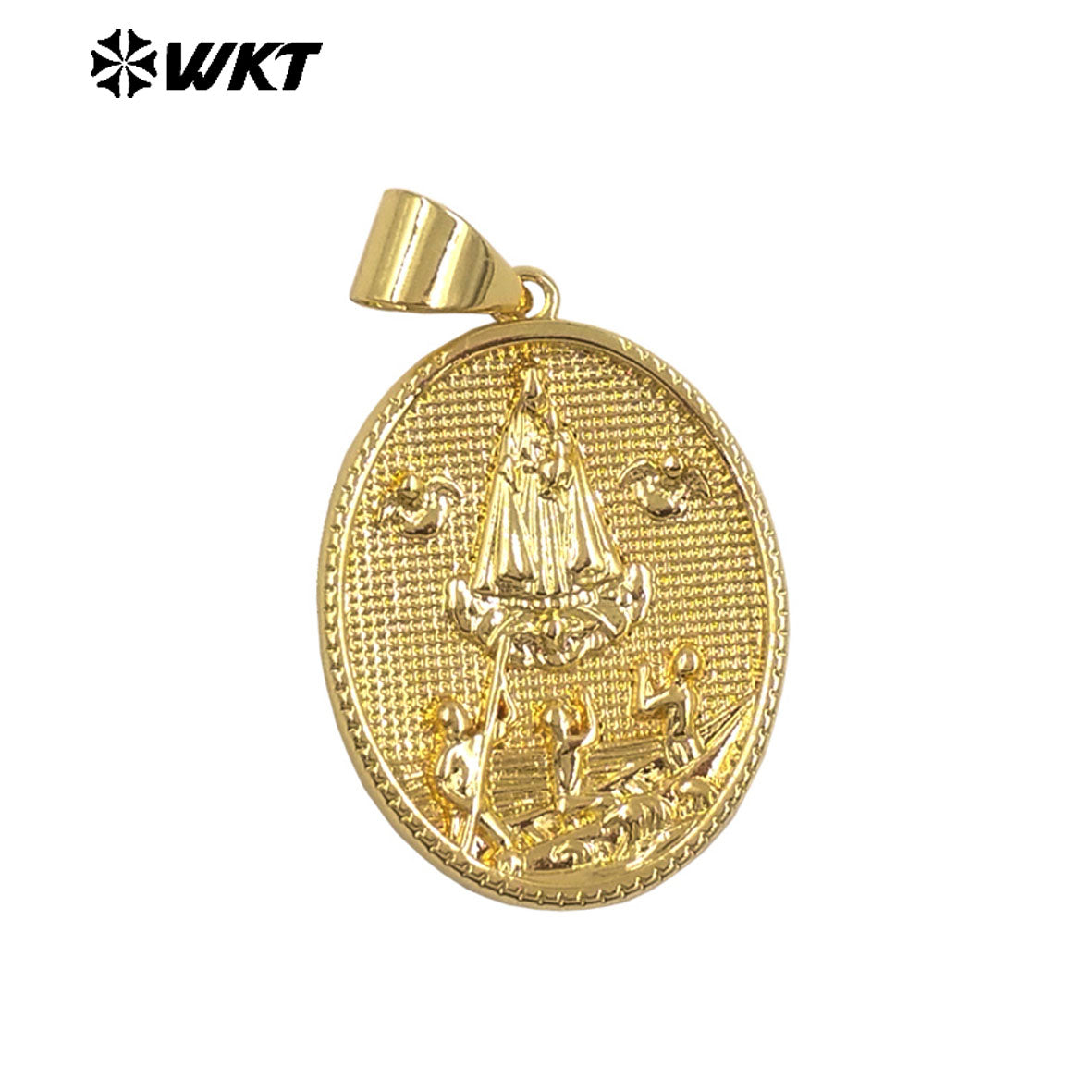 JFE143 New Arrival Metal Yellow Brass Pendant Oval Shape Religious Style Gold Electroplated For Jewelry Handmade Well Quality