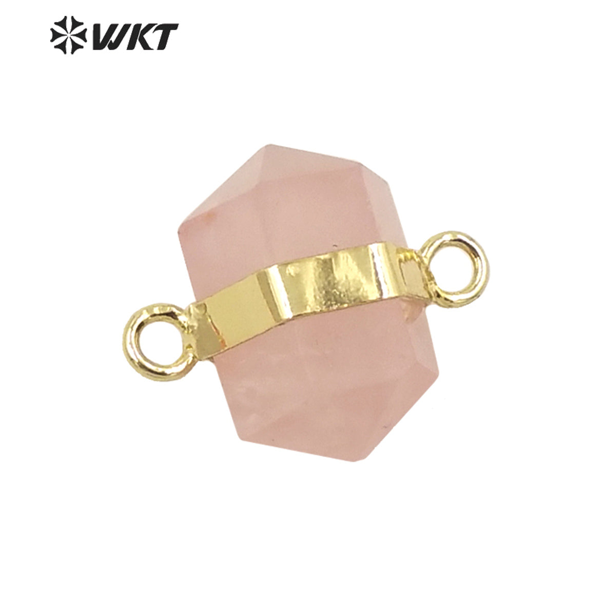 WT-P1764 Simple Cute Crystal Pendant Double Loops Bullet Shape Hexagonal Natural Stone Pendant Amethyst Citrine Pink Quartz