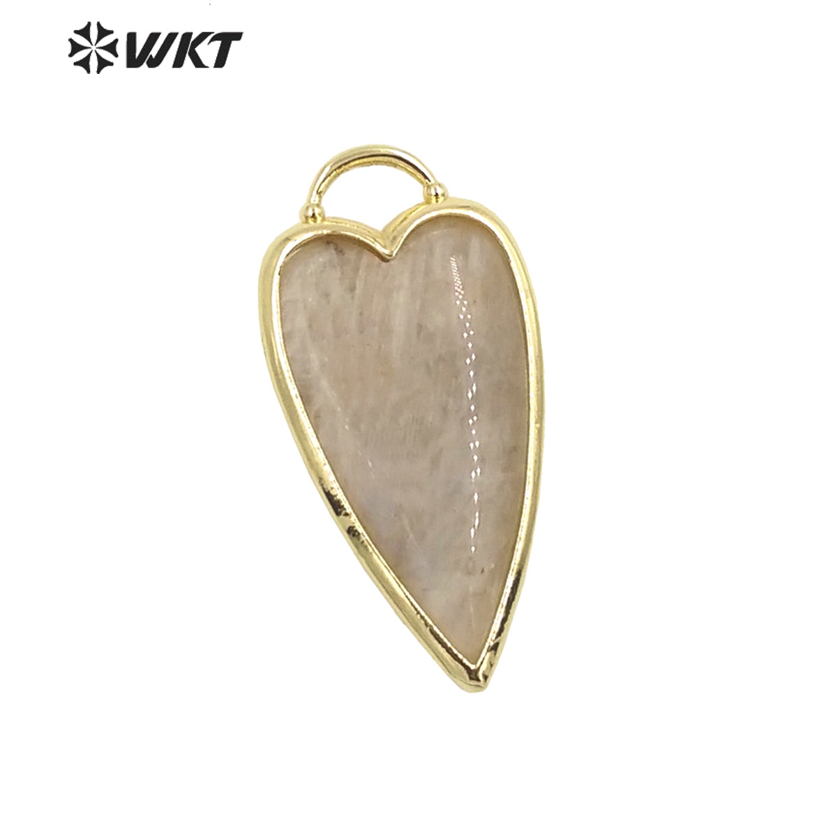 WT-P1862 Exclusive Design Long Heart Stone Pendant 18k Real Gold Plated Natural Faceted Arrowhead Heart Amethyst Pendant