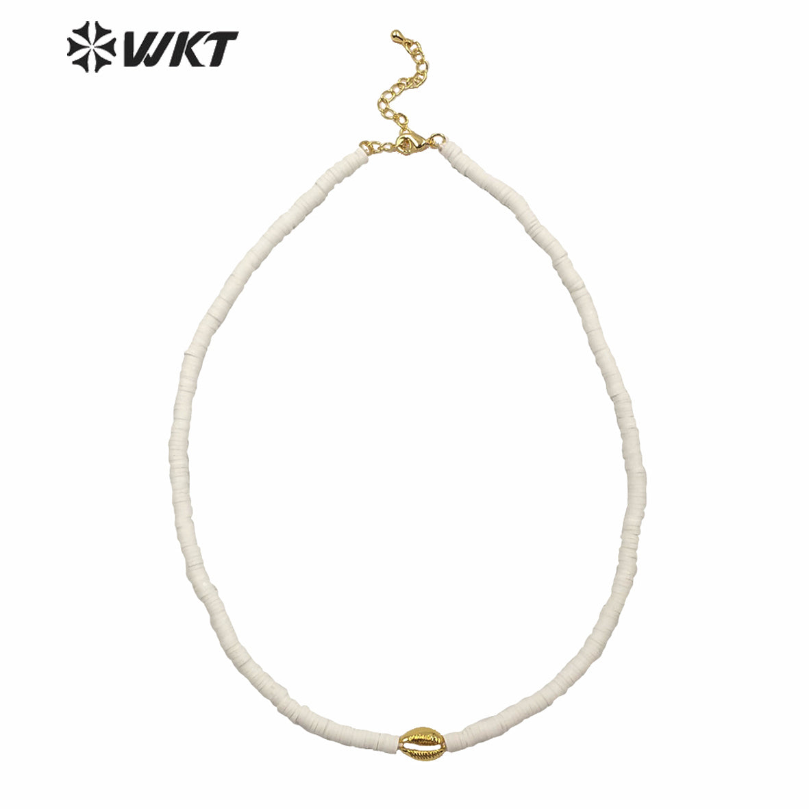 WT-JN125 HOT New Arrive 4mm Spacer Beads Choker Necklace Lady pink Color Cowrie Shell Choker Necklace with Charms