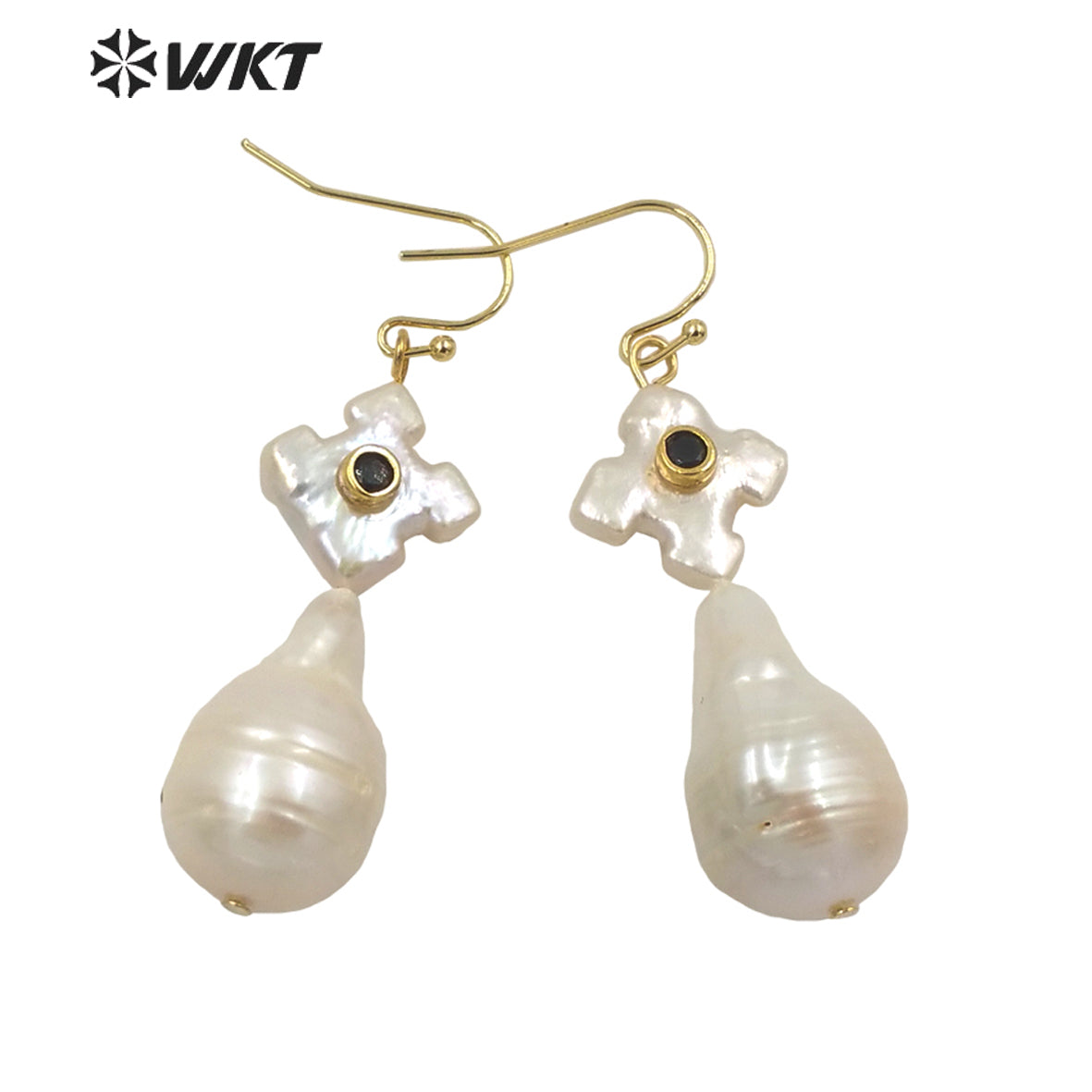 WT-MPE056 Elegant Gorgeous Natural Freshwater Baroque Pearl Drop Earrings Fashion Office Style White Real Pearl Teardrop Earring