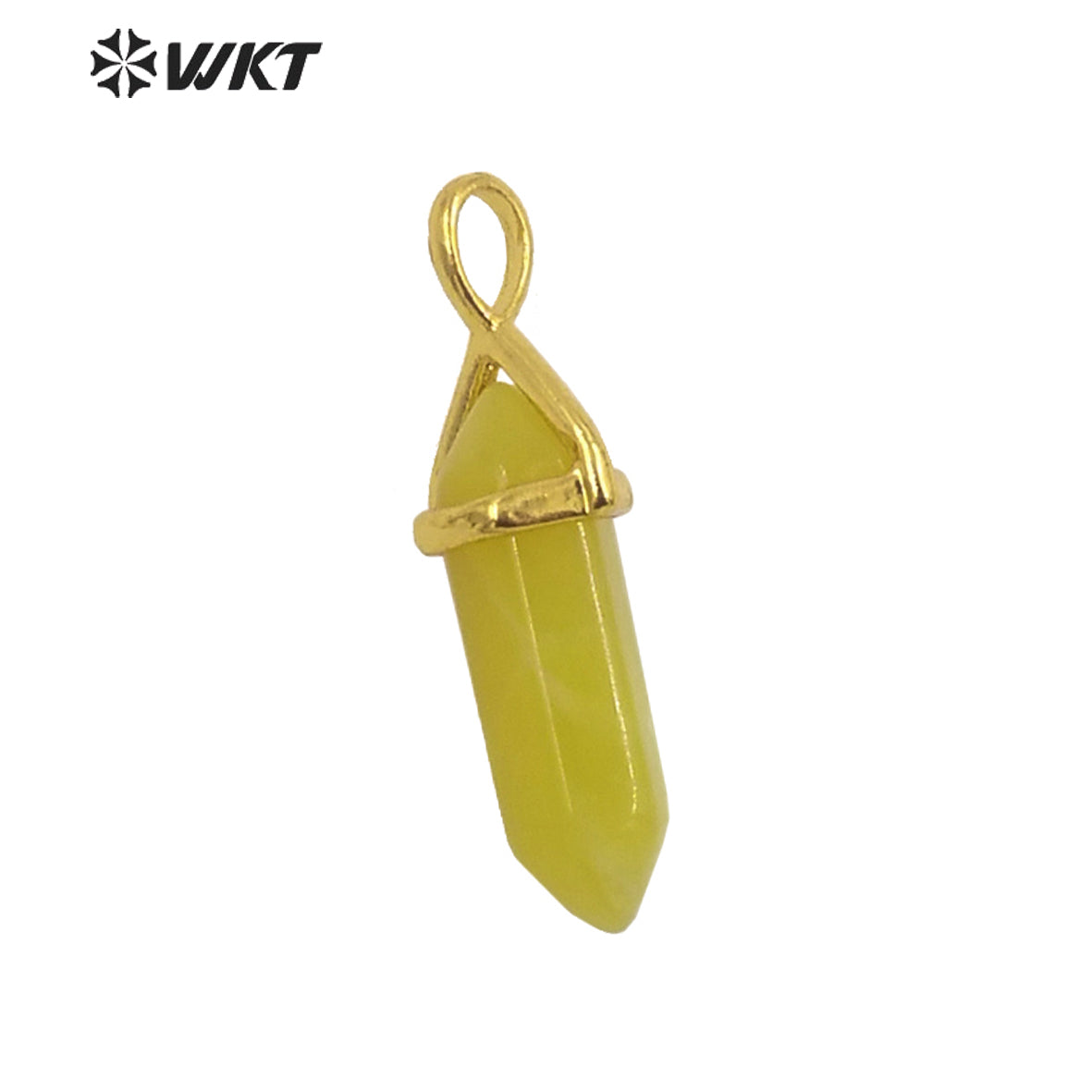 WT-P1864 Trendy Hot Spirit Quartz Double Point Bullet Pendant Gold Cap Natural Gemstone Hexagon Stone Jewelry Pendant